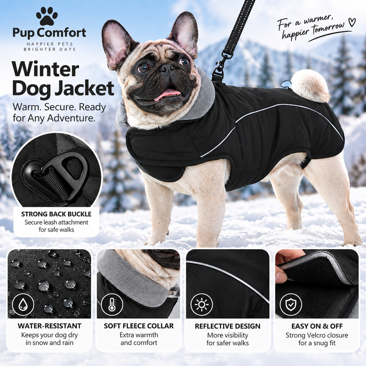 Dog Winter Turtleneck Coat  Warm Fleece Jacket